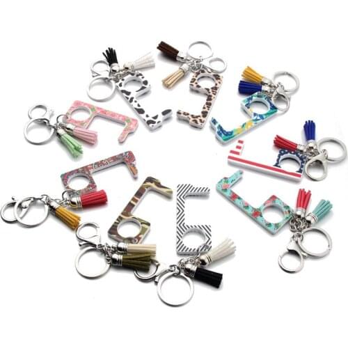 New Door Opener KeyChain NO TOUCH Door Handle Colorful Keychain Avoid Touching Key Buckle Toy for Children