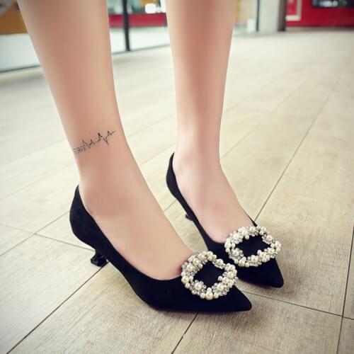 New Wild Fashion Rhinestone Pointed High Heel 2019 Spring And Autumn Stiletto Black Ladies Professional Single Shoes In The Heel