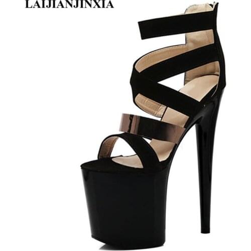 LAIJIANJINXIA New 20Cm Spike High Heel Sandals For Women Sandals Heels Women Chunky Sandals Woman Shoes Platform CN Size 34-46