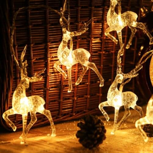 Reindeer String Light Battery-Operated Christmas Garland Deer Fairy Lights Home Decor Holiday Festivals Xmas Tree Party 20 LEDs