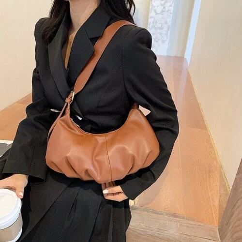 New Women Leather Handbags Retro Baguette Top-handle Bags Ladies Hand Bag Solid Crossbody Bags for Women Leather Shoulder Bag