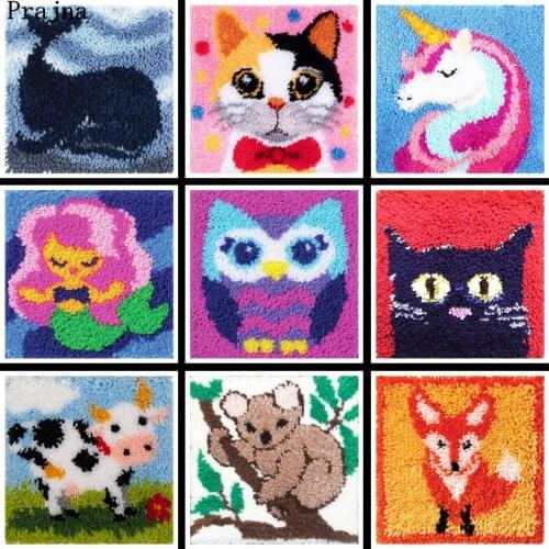 New Decorative Small Animal Carpet Crocheting Kit DIY Cushion Carpet Flower Latch Hook Rug Kit Needlework Crocheting Embroidery
