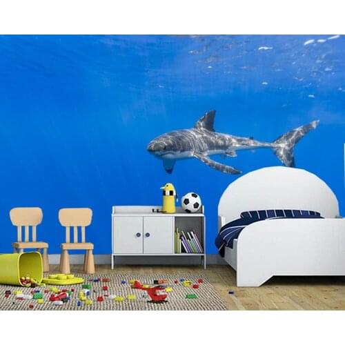 Papel de parede Sharks Underwater world Animals photo wallpaper,restaurant living room bar TV sofa wall bedroom kitchen 3d mural