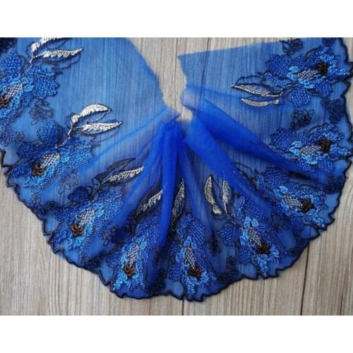 1 Meter/lot 15cm Width Embroidery Blue Pink Lace Trim Headband Hair Bow Gift Packing DIY Accessory