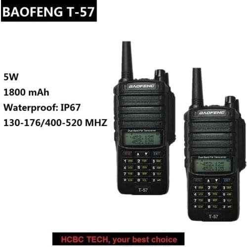 2PCS PTT BAOFENG T-57 Walkie Talkie 10 KM Professional Waterproof IP67 CB Radio Mobile UHF VHF Ham Radio Transceiver UV-9R 9R