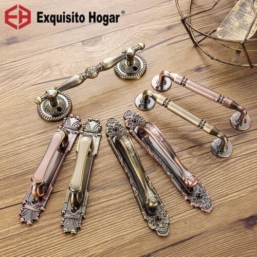 Furniture Handle Knob European Style Bronze Big Door Handle Simple Without Punching Invisible Door Lock Cabinet Handle