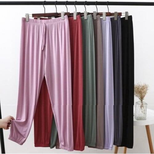 Large Size Summer Women Modal Home Pants 95%modal Elastic Waist Fall Lounge Wear Loose Plus Size Autumn Pajama Pants For Women