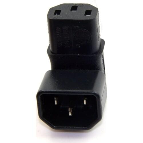 CYSM IEC Male C14 to Up Direction Right Angled 90 Degree IEC Female C13 Power Extension Adapter