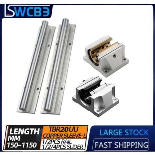 Standard TBR box type linear rail slide TBR20, L=150-1150mm,TBR20UU flange slider/copper sleeve, free shipping mechanical parts