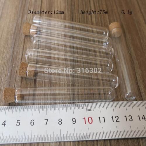 50pcs/lot Glass Tube With Cork, Glass Container, Test Tube 12*75mm