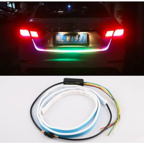 RGB Car LED Strip Lighting Rear Trunk Tail Light Dynamic Streamer Brake Turn Signal Reverse Leds Warning Light Signal Lamp DRL