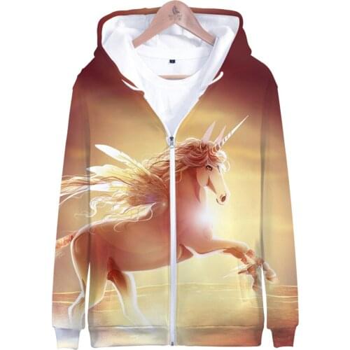 Unicorn 3d Printed Hoodies Rainbow Funny Sweatshirt High Quality Zipper Hoodie Harajuku Cartoon Sweatshirts Streetwear Clothes