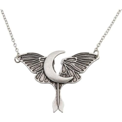 12PCS SanLan Wiccan Pendant For Women Moth Lunar With Moon Necklace