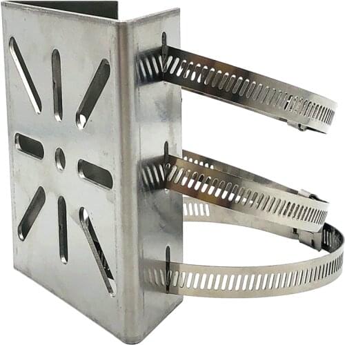 High Quality Upright Post Pillar CCTV Camera Bracket Stainless Steel Anti-Rust Pole Mount Vertical Holder Base with Hoops