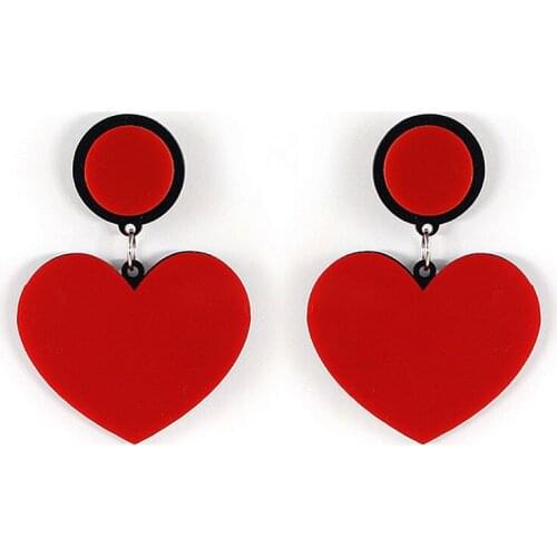 Trendy Acrylic Red Heart Dangle Earrings For Women Girlfriend Warm Love Drop Earrings Pendant Fashion Jewelry valentines Gifts