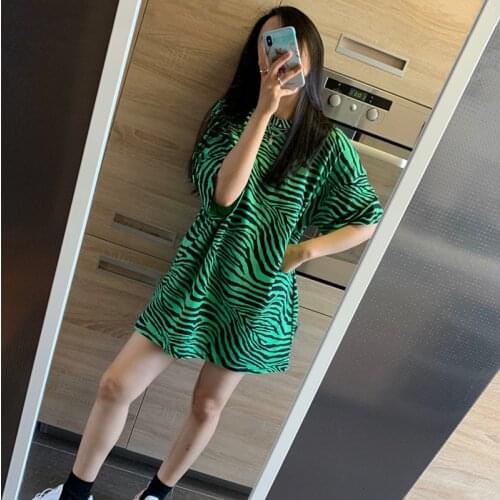 Zebra Print Women T-shirts Summer Casual Female Tshirt Tops Harajuku Short Sleeve Ladies Girls Tshirts Oversized Tee Tops