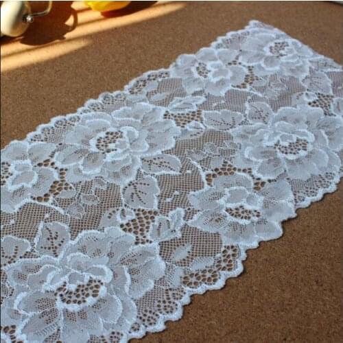 1 Meter/lot 17.cm Embroidered Elastic Black White Lace Trim Appliques Wedding Decor Craft Stretchy Lace Fabric Free Shipping