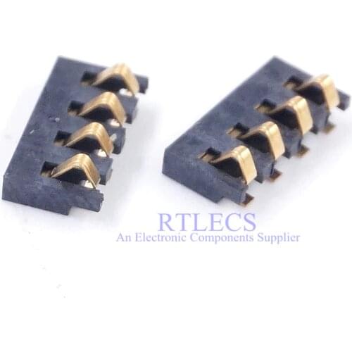 10pcs 4 Position Spring Compression Contact 2.5mm Pitch 4 Pin Male Connector Surface Mount PCB modular Contacts battery