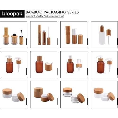 200pcs 100g frosted clear glass jar 100pcs 50g bamboo jar with glass inner 100pcs 30ml 50ml bamboo dropper bottles with logo