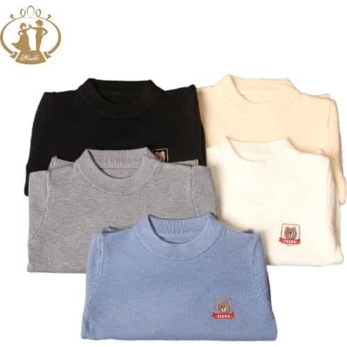 2021 Pure Color Winter Boy Girl Kid Thick Knitted Bottoming Turtleneck Shirts Solid High Collar Pullover Sweater Boys 2T-7T