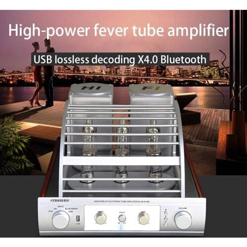 220V AV08 200W*2 Tube Amplifier Bluetooth Lossless Fever Tube Amplifier HIFI High Power Fever Vacuum Tube Amplifier Desktop