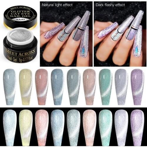 3PCS New Reflective Cat Eye Gel Nail Polish Set Auroras Nail Art Gel 8ML Glitter Effect Soak Off UV Gel for Nails Design