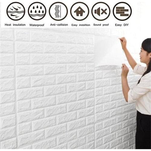 DIY SELF ADHESIVE 3D BRICK WALLPAPERThickened Aluminum Foil Oil-proof Stickers Kitchen Self-adhesive Stove Wallpaper
