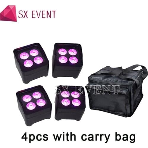 4pcs/lot 4x18W RGBWA UV 6in1 LED Uplight Battery Wireless Par Light IR Remote Control DMX Uplighting DJ Wash Disco Wedding