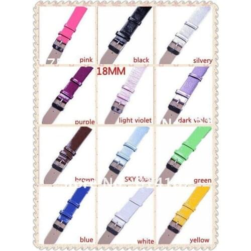 Wholesale Lots 40pcs 18mm leather Imitation Watch Bands 13 colors available-3129