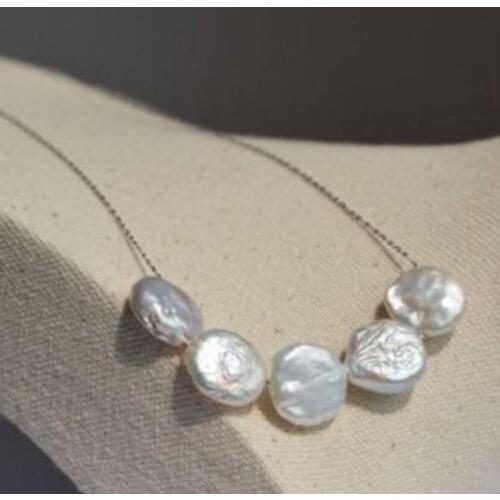 Free shipping natural big size baroque pearl 13-14mm 925s 18" chain/pendant jewelry