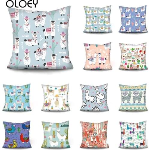 Alpaca Panda Decorative Cushion cover Cute cartoon Pillowcase Polyester Cushion Covers Throw Pillow Sofa Decoration Pillowcover