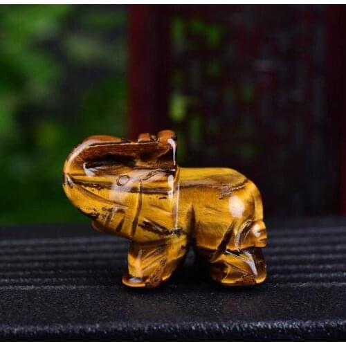 1.5 inch Crystal Elephant Statue Craft Carved Natural Stone Elephant Figurine Animals Figurines for Decor Chakra Heal