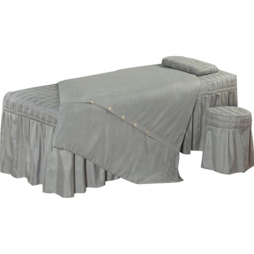 4pcs Button Style Beauty Salon Bedding Sets Massage Spa Thick Bed Linens Sheets Bedspread Button Pillowcase Duvet Cover Set