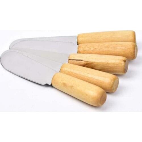 Kitche Portable wooden handle butter shovel breakfast tool 10cm butter knife cheese dessert sauce spatula stainless steel spatul