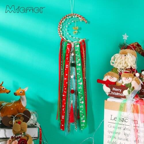 MIAMOR Christmas Half-moon Dreamcatcher With Elk Home Nursery School Kid Bedroom Bar Cafe Christmas Decoration Accessories Gift