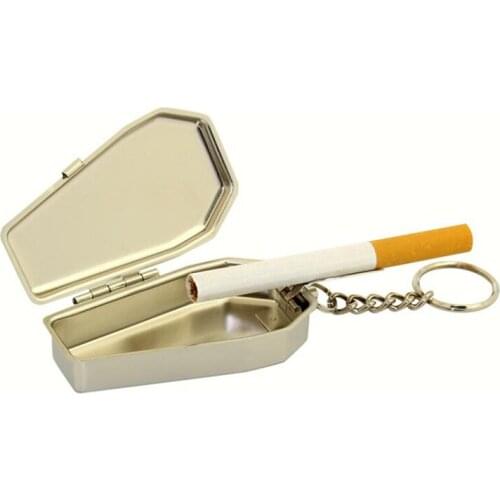 Mini Tinplate Coffin Shape Pocket Ashtray Portable Ashtray With Lids Travel Car Smoking Ash Organizer