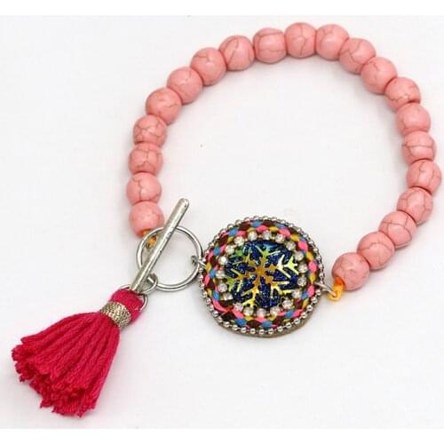 Fashion Jewelry Womens Bracelets Bohemain Sparkling Sequins Stone Beaded Tassel Bracelet Casual Vacation Accessories