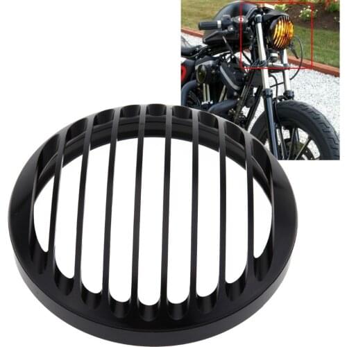 Motorcycle 5.75 Inch Headlight 5 3/4" Black Aluminum Headlight Grill Cover For Harley Sportster 883 1200 XL 2004-2014