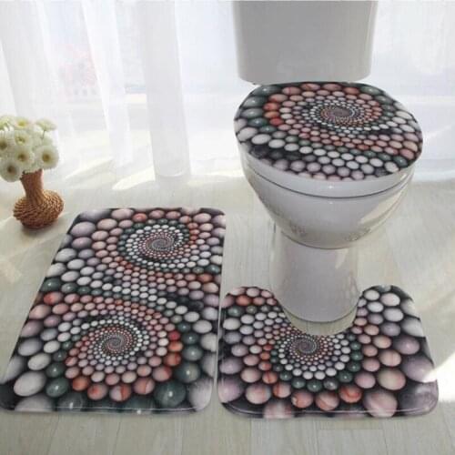 Personality Bath Mat Set Classical Pattern Toilet Cover Foot Pad Non-slip Absorbent Bathroom Door Mat Large size Flannel Soft Ca