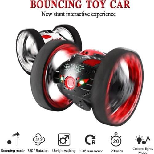 New RC Car Bounce Car Remote Control Toys Jumping Bounce Mini Cars Toy Rotation LED Night Light Radio Controlled Robot Car gift
