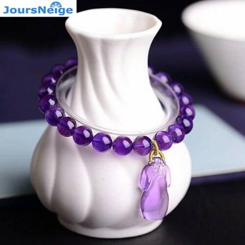 Wholesale Purple Natural Crystal Bracelets Beads With Clothes Pendant Hand String Lucky Beauty for Women Gift Crystal Jewelry