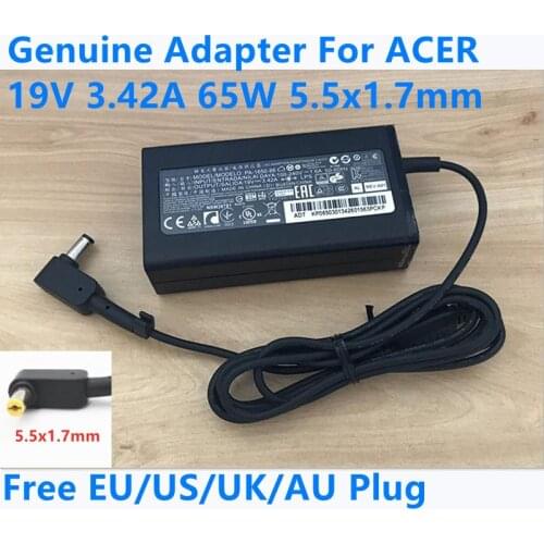 Genuine 19V 3.42A 65W 5.5x1.7mm PA-1650-86 ADP-65VH F AC Adapter For Acer ASPIRE ZC-606 Travelmate 5742G 4750 AS4743 TM4750 RL70