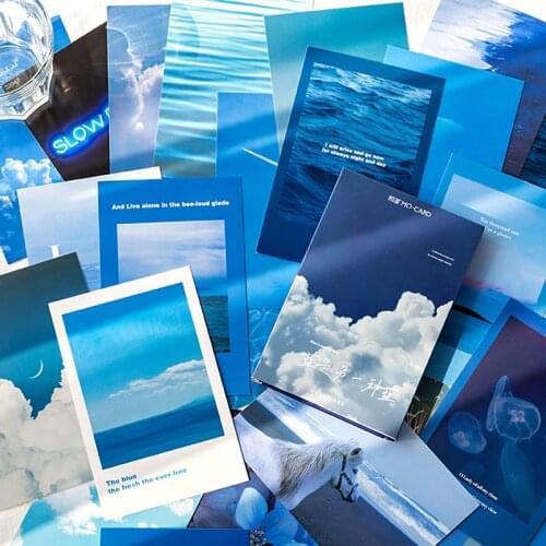 30 Sheets/Set Blue Sky and Sea Series Postcard Beautiful Scenery Gift Cards Message Greeting Card