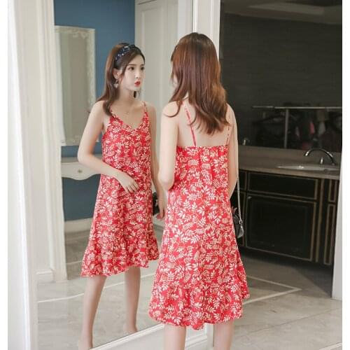 Dress Women Spaghetti Strap Womens Summer Dresses Elegant Streetwear Party Knee-length Simple All-match Sleeveless V-neck Chic