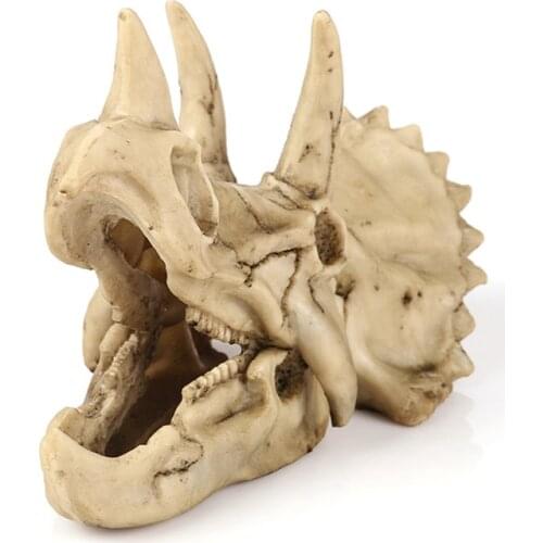 Resin Craft Skull Statues Ornament Triceratops Sculptures Garden Figurines Carving Medical Model Halloween Gift Office Decor