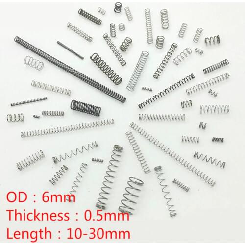 304 stainless steel compression spring Repair spring suit Return spring 0.5mm wire spring Outer diameter 6mm 100pcs