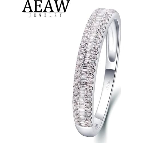 18k White Gold Real Baguette Natural Diamond Wedding Ring For Women Diamond Halo Engagement Ring Classic Gift for Lady