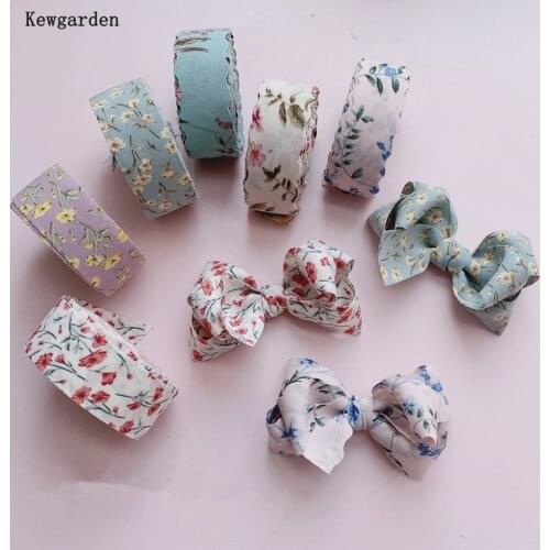 Kewgarden 1" 25mm Printed Floral Ribbons Handmade Tape DIY Hair Bow tie Corsage Accessories Gift Packing Webbing 5 meters