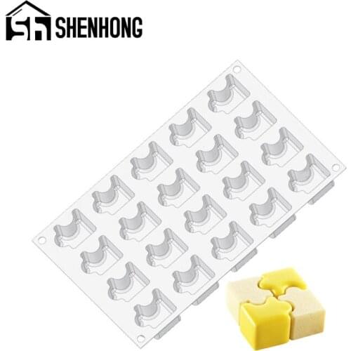SHENHONG Geometric Mousse Silicone Cake Mold Jigsaw Puzzle French Dessert Mould Muffin Decorating Tools Baking Pastry Tray