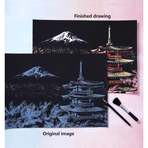 Scratch Painting Toy Colorful City Adult Decompression Scratch Handmade Night Scene Creative Painting Birthday Gift Diy E0W7